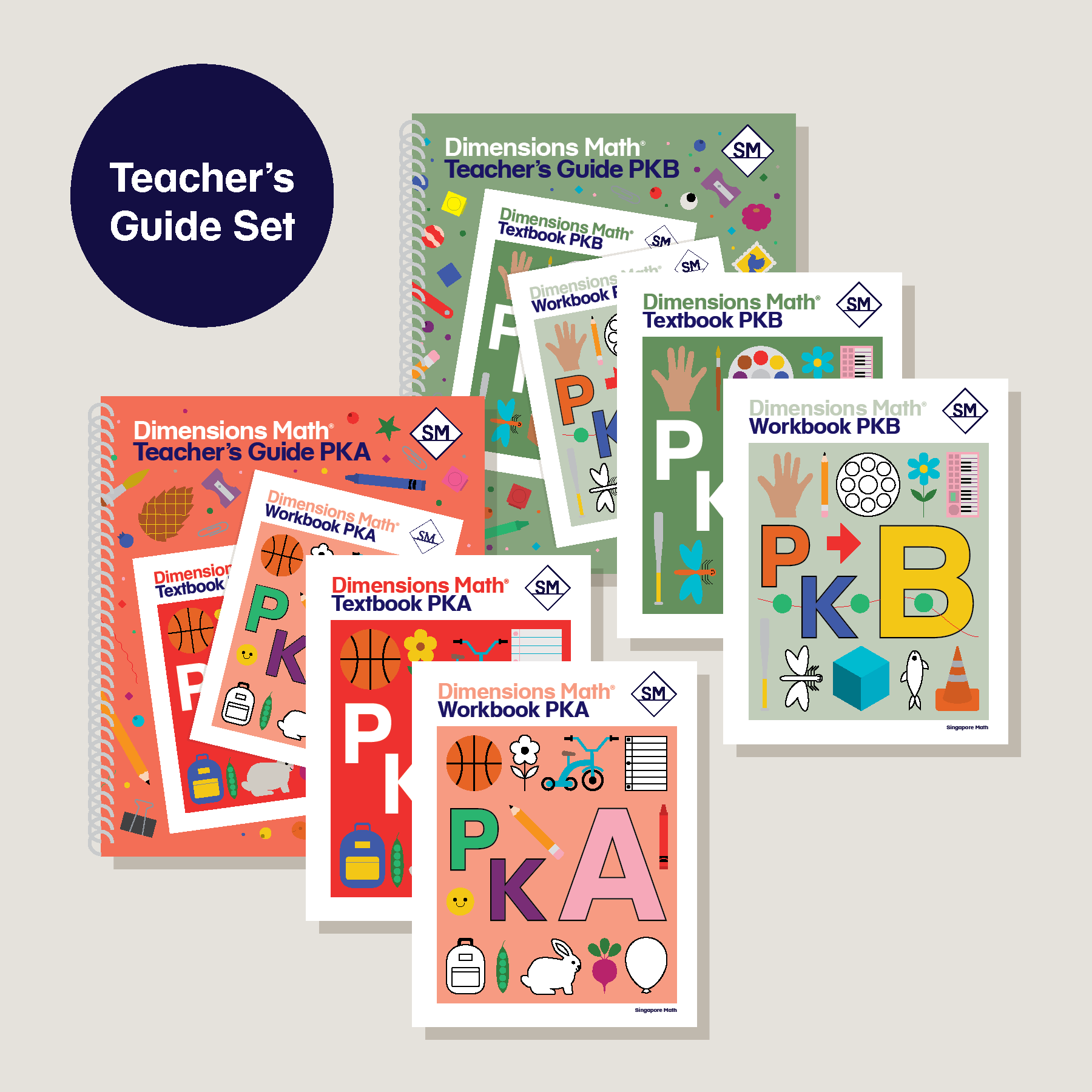 Math Set Pack Dimensions Math Grade PK Set with Teacher's Guides