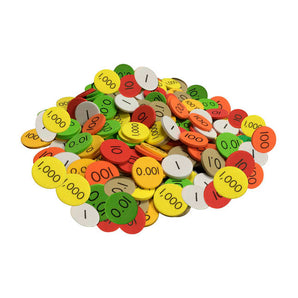7-Value Decimals to Whole Numbers Place Value Discs