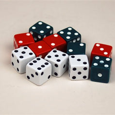 Red Green & White Dot Dice (Set of 12)