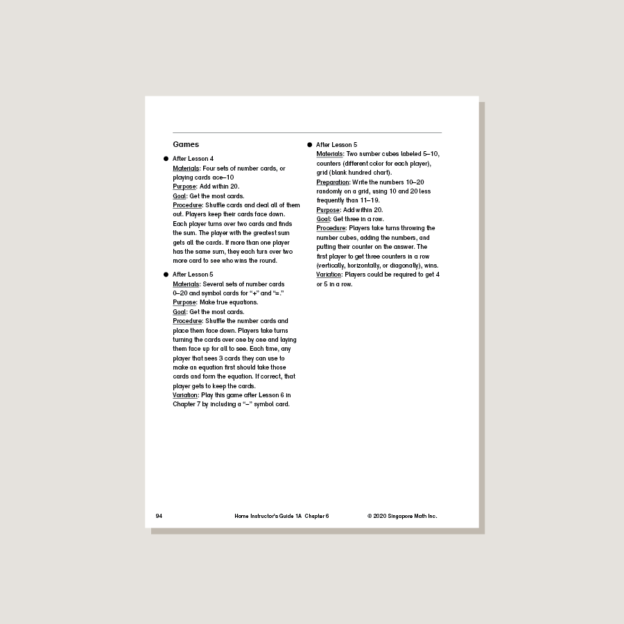 Dimensions Math 1a Dimensions Math Home Instructor's Guide 1A