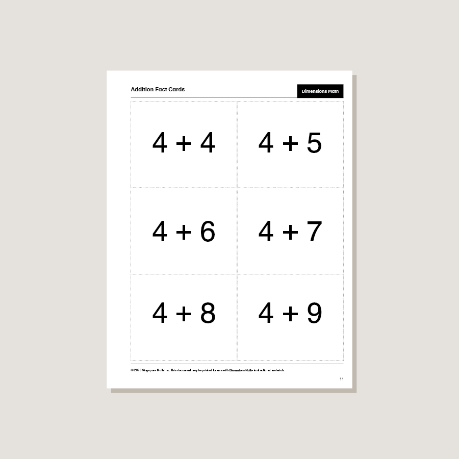 Dimensions Math Home Instructor's Printouts 1A