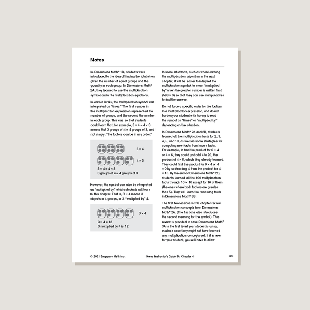 Dimensions Math Home Instructor's Guide 3A