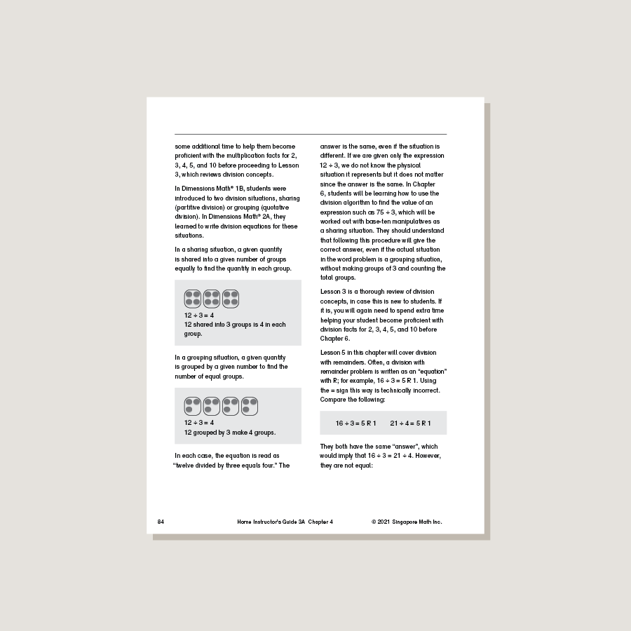 Dimensions Math Home Instructor's Guide 3A – Singapore Math Inc.