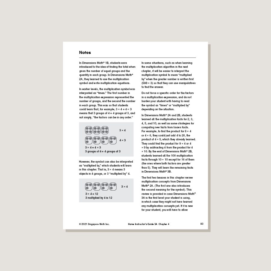 Dimensions Math Home Instructor's Guide 3A