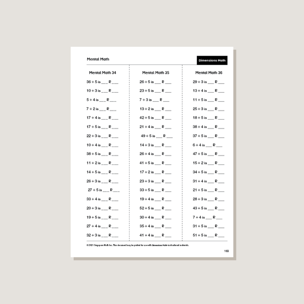 Dimensions Math Home Instructor's Printouts 3A