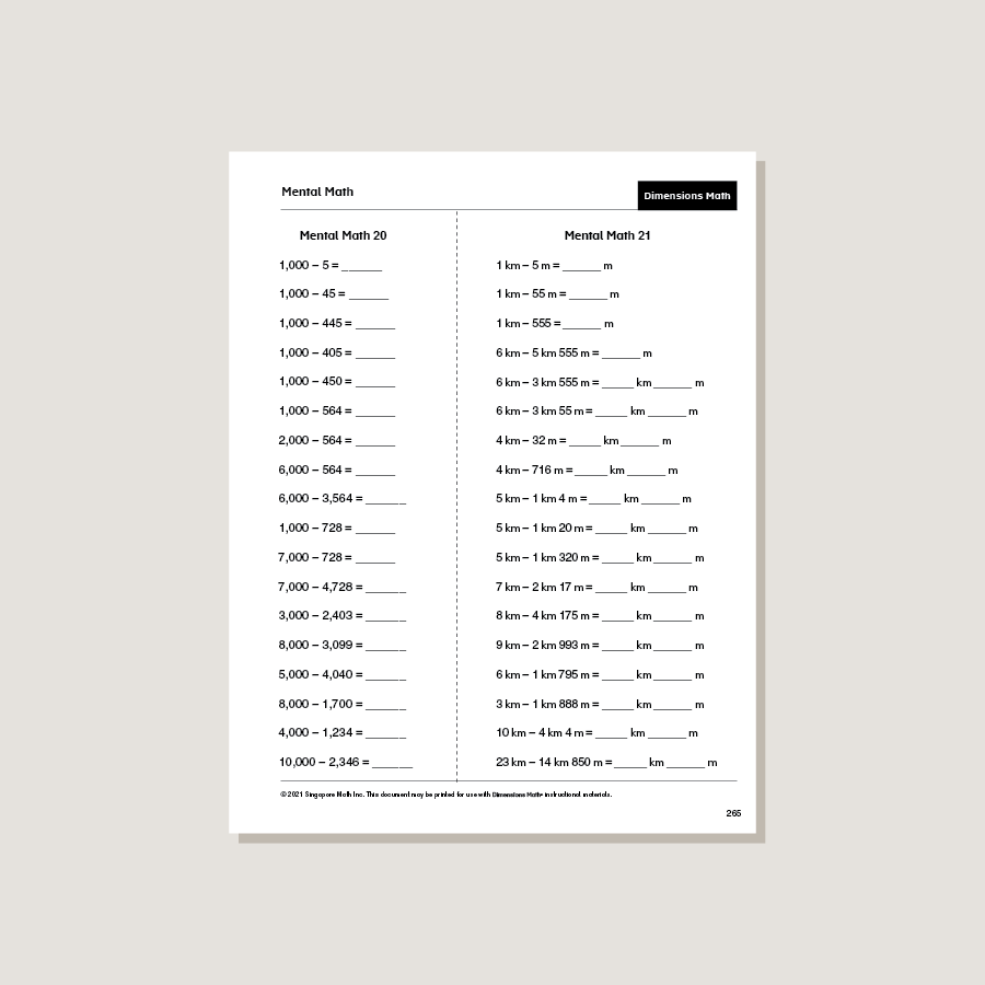 Dimensions Math Home Instructor's Printouts 3B