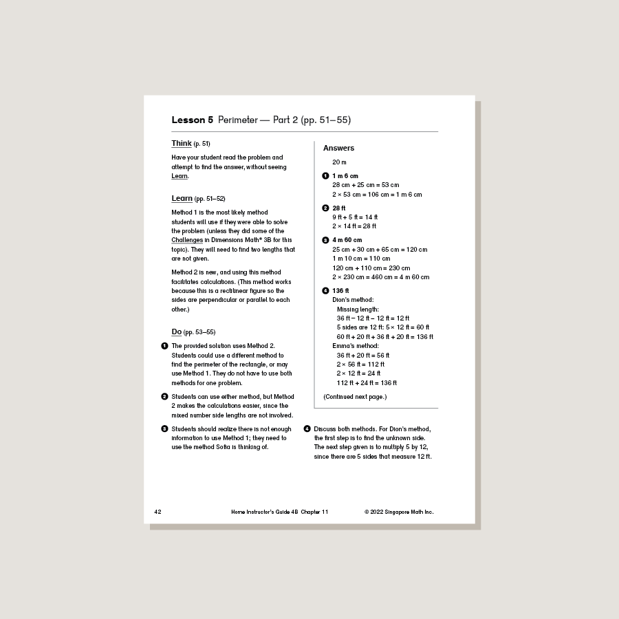 Dimensions Math Answer Key Pdf Dimensions Math Home Instructor's Guide 4B