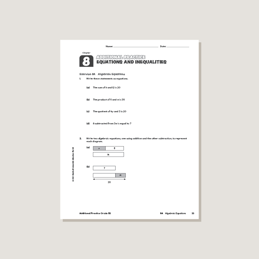 Math Test Additional Primary Mathematics Additional Practice 6B (2022 Edition)