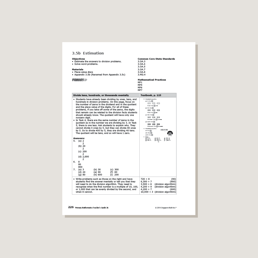 Primary Mathematics Common Core Edition Teacher's Guide 3A - Blemished