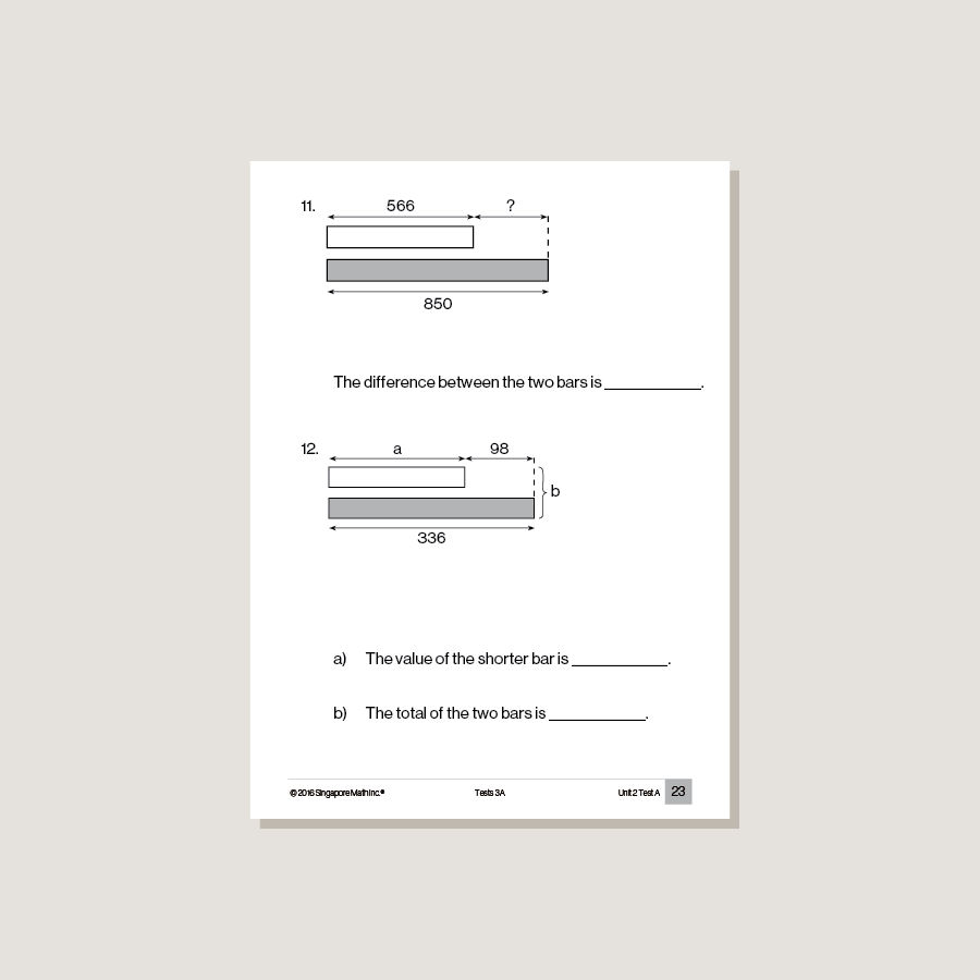 Singapore Math Common Core Tests 3A - Blemished – Singapore Math Inc.