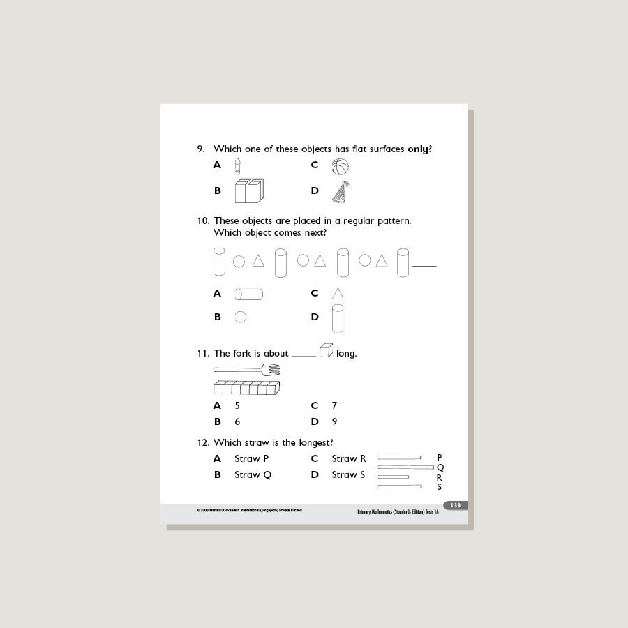 Primary Mathematics Standards Edition Tests 1A – Singapore Math Inc.