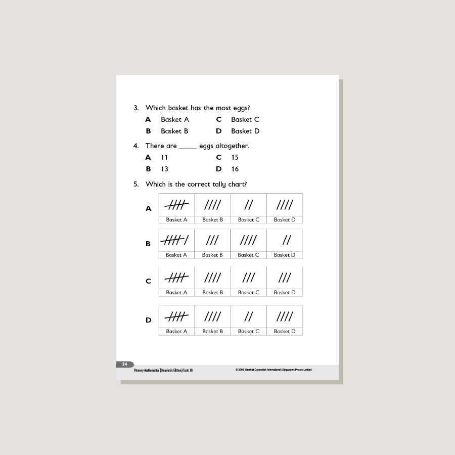 Standardized Math Test Primary Mathematics Standards Edition Tests 1B - Blemished