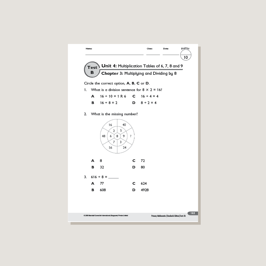 Primary Mathematics Standards Edition Tests 3A – Singapore Math Inc.