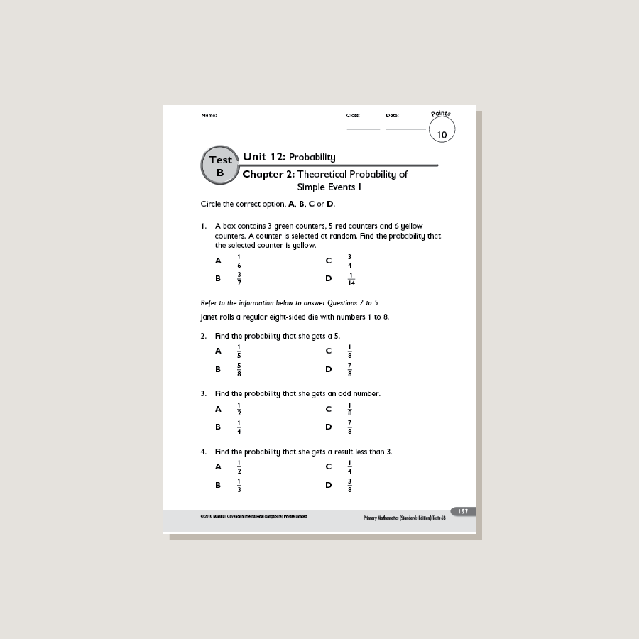 Primary Mathematics Standards Edition Tests 6B