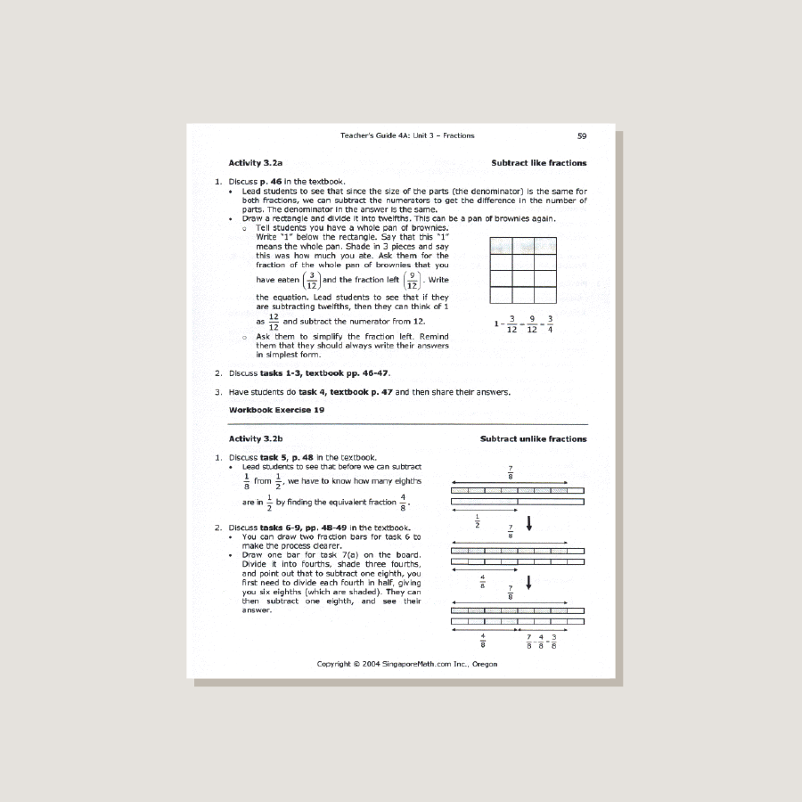 Primary Mathematics U.S. Edition Teacher's Guide 4A