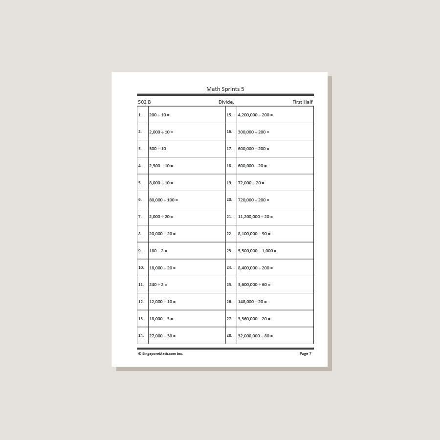 Math Sprints Workbook 5 - Blemished